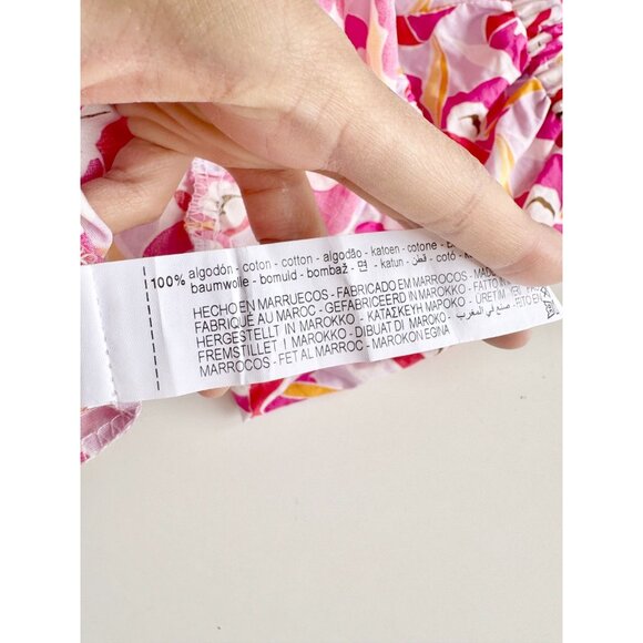 Girls' ZARA Pink Floral Cotton Poplin Puff Sleeve Tiered Dress, Size 13-14 - Picture 7 of 10